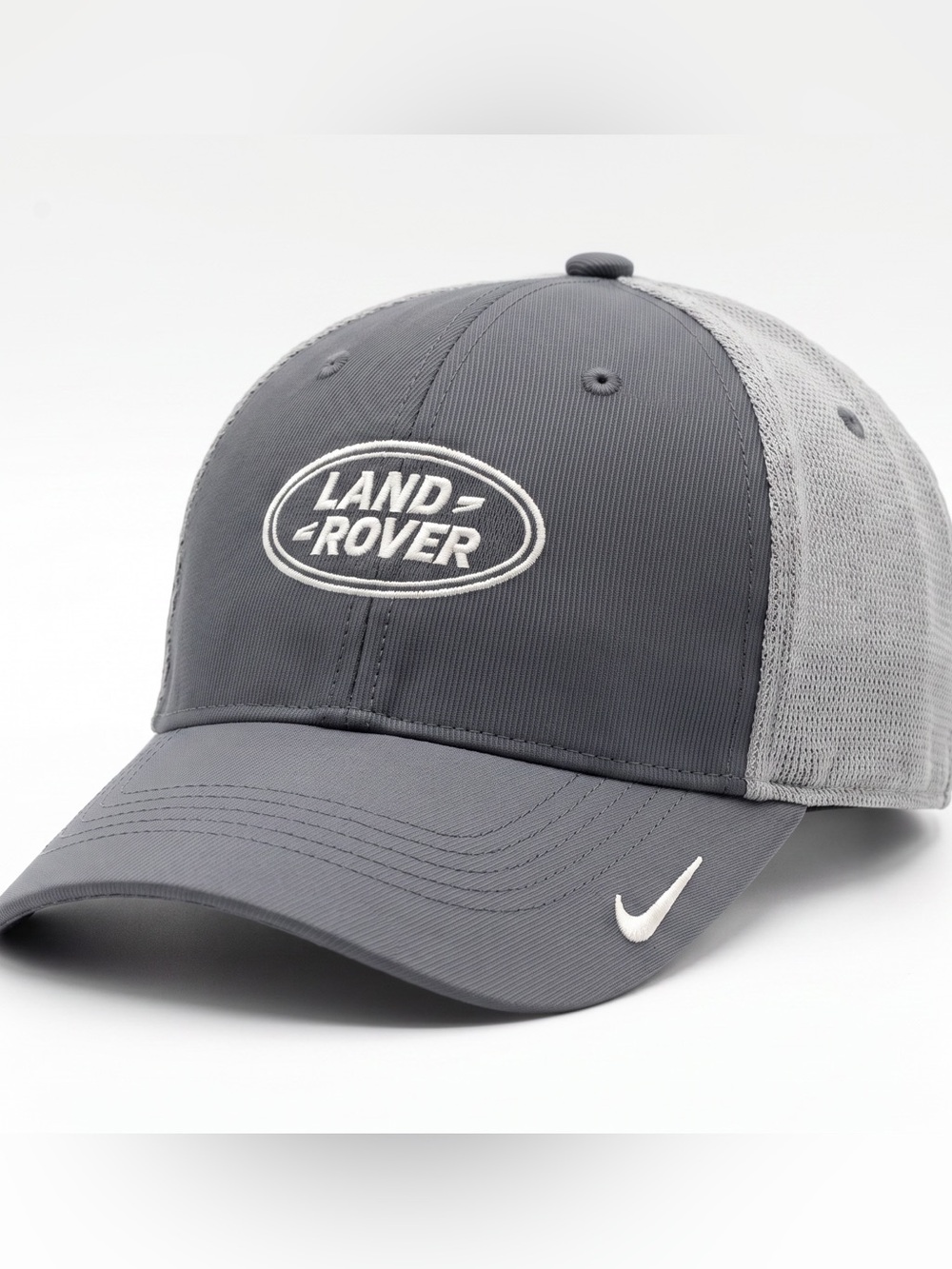 Nike Golf Land Rover Fitted Mesh Gray & White Cap Hat